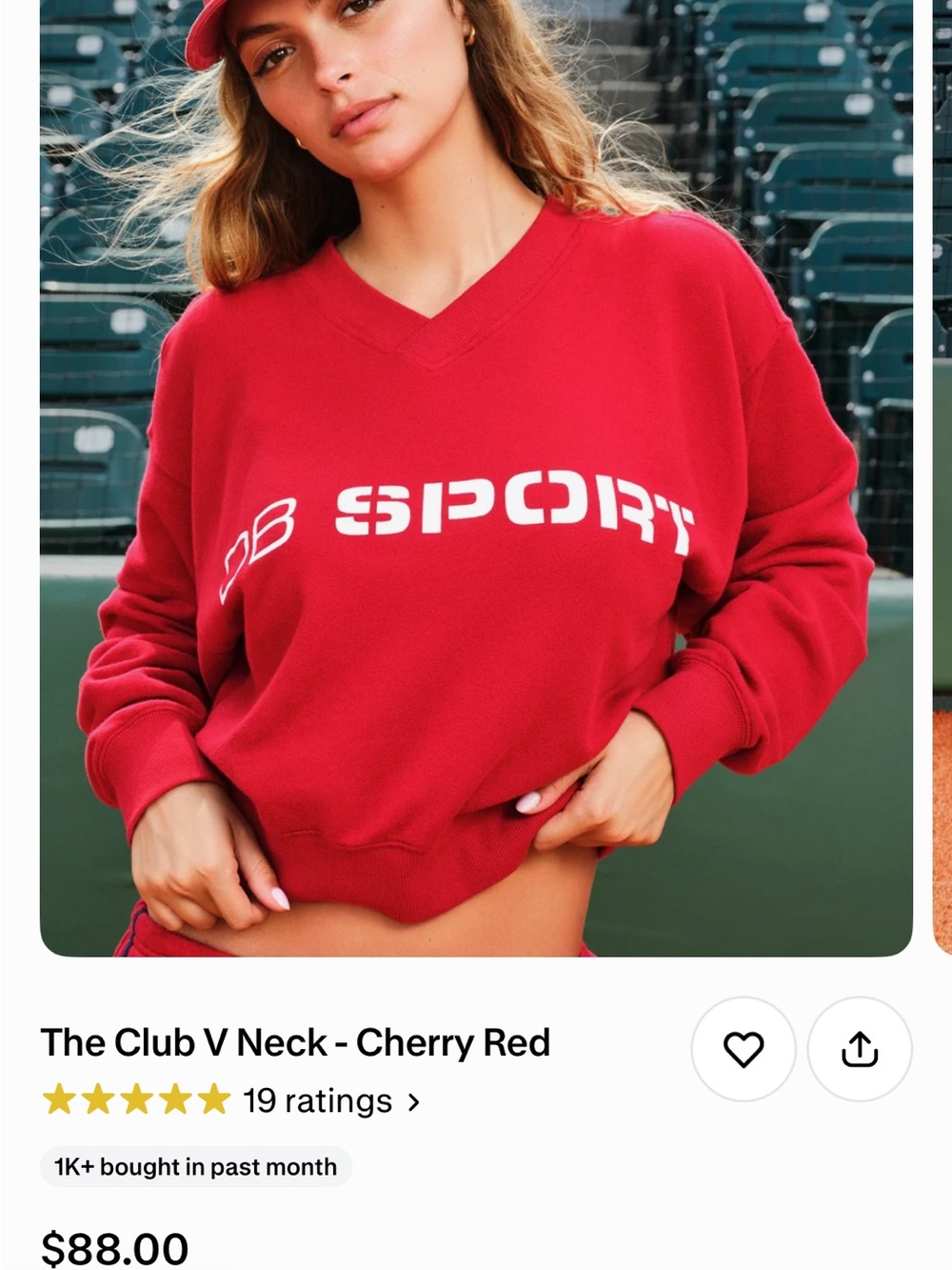 The Club V-Neck Sweater - Cherry Red xs